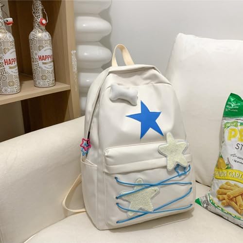 Y2K Backpack Star Backpack Preppy Backpack Cute Aesthetic Backpack Women College y2k Accessories (beige)2