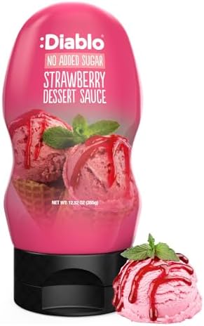Diablo Sugar Free Strawberry Dessert Sauce • Guilt-Free Indulgence with Real Strawberry Flavor, 12.52 oz ℮ 355 g