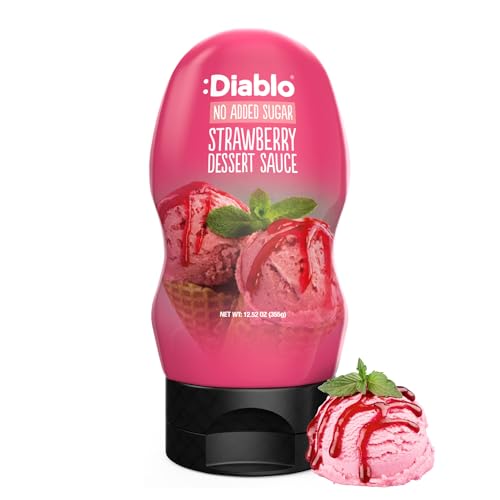Diablo Sugar Free Strawberry Dessert Sauce • Guilt-Free Indulgence with Real Strawberry Flavor, 12.52 oz ℮ 355 g