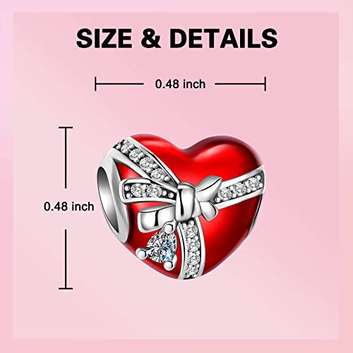 Goineva Bow Heart Charm 925 Sterling Silver Charm Fits Women's Charm Bracelet & Necklace Valentine's Day Mother's Day Jewelry Gifts For Women Girls #TOP5