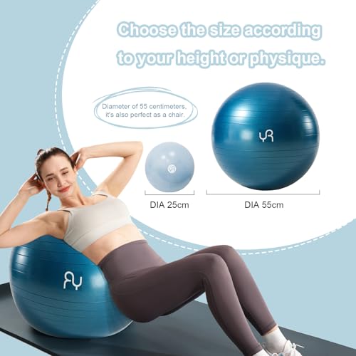 Image of Exercise Ball for Workouts, Anti-Burst and Slip Resistant Yoga Ball for Gym Fitness and Physical Therapy (Dark Blue)