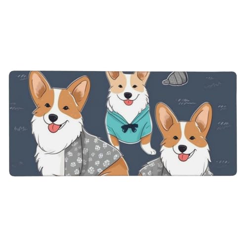 Grand tapis de souris de jeu Corgi 90x40 cm XXL imperméable pour bureau gaming