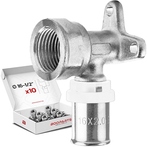 BOOPARTS – Console Murale à Sertir Ø16–1/2" 15/21 Femelle | Raccord Multicouche Profil TH pour Tubes PER, PEX et Multicouche | Plomberie et Sanitaire | Lot de 10