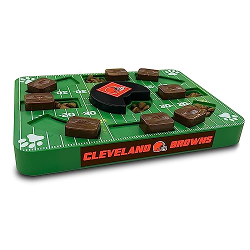 Image of Pets First NFL Cleveland Browns Puzzle Toy for Dogs, Slow Feeder Board for Pets, Interactive Doggie Treat Toy