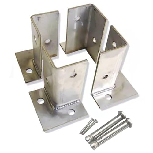 Supporto Base per palo Base Regolabile per Pali Legno ad Alta Carico Supporto con Accessori per Pergolati, Ringhiere da Deck & Cassette Postali – Piastra Fondazione per Colonne(4 Pcs)