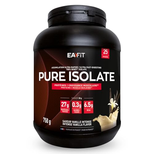 WHEY ISOLATE - PROTEIN PULVER Vanille Hochreines Molkenprotein Für Muskelaufbau Und Regeneration Für Sportler Pulver 750g eiweissreich und zuckerarm shaker proteinshake EAFIT