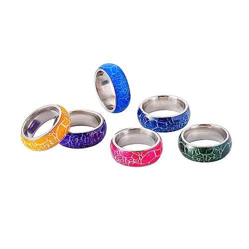 Bague ensemble de 6 pièces craquelées qui brillent dans le noir