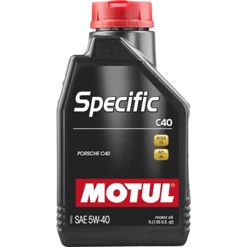 Motul Specific C40 5W-40 100% Synthetic Engine Oil - Porsche C40 Approved, ACEA C3 Mid SAPS European Formula for Gasoline Particulate Filter Protection, 3.9 mPa.s HTHS Wear Protection, 4L (1L)