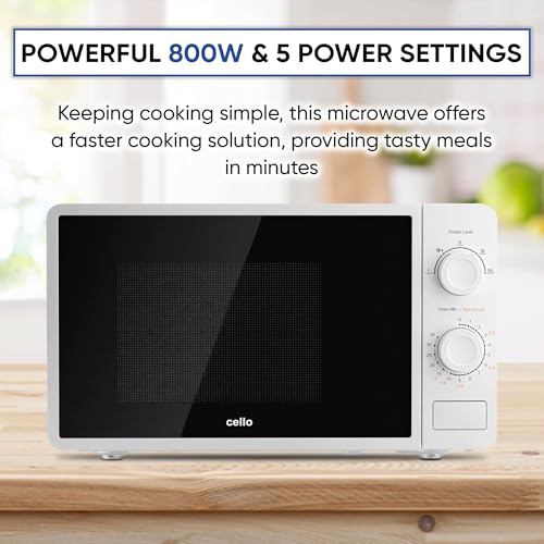 Cello WEMA10 800W Microwave Oven 20L White Manual Control - Image 4