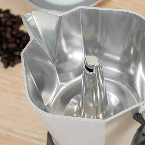 CAFETEIRA ITALIANA TAMPA DE VIDRO 6CUP PRATA/PRETO