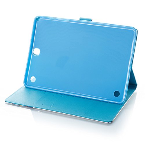 Galaxy Tab A 9.7 T550 Case ,Uucovers Protective Synthetic Leather Smart Wallet Case With [Auto Sleep Wake] Cute Cartoon Flip Stand Cover For Samsung Galaxy Tab A 9.7 T550-Blue Butterfly #TOP3