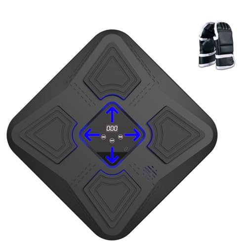 Image of Rock88 Music Boxing Machine,Wall Mount Beat Box Trainer with Gloves,Interactive Boxing Target with LED Display for Living Room,Black,with Gloves