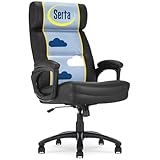 Serta Comfort Executive Big & Tall Office Chair, Ergonomic High-Back Computer DeskChair, Semi Plush Cushion Seat, Soft Padded Armrests, SertaQuality Foam, Metal Swivel Base, Bonded Leather, Black