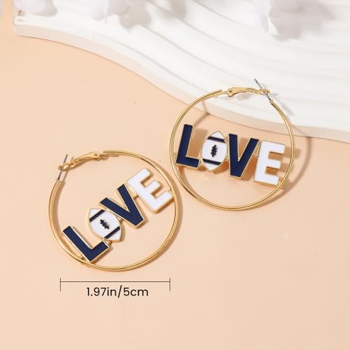 Game Day Football LOVE Hoop Earrings Fashion Sports Jewelry gifts for Mom&Women Perfect Game Day Outfit Accessories2