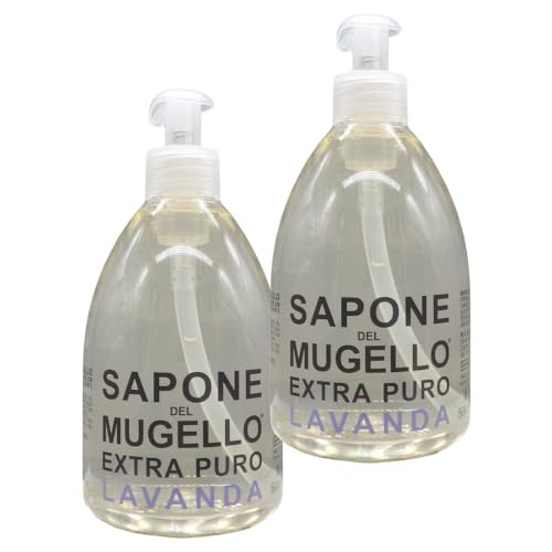 Sapone Extra Puro, LAVANDA, Per Mani, Viso e Corpo, Con Estratto Biologico Di Foglia Di Olivo e Olio Essenziale Di Lavanda 500ml (2 Unità)