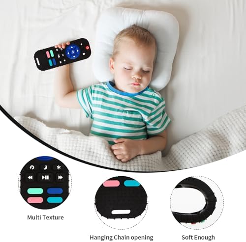 Hooku 2 Pack Remote Teether for Baby, Silicone Teethers for Babies 6-12 Months, Baby Teething Toys for Babies 0-6 Months, Remote Control Toy, Infant Gifts for Boys Girls - 4