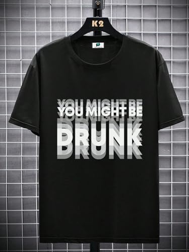 Image of SXV STYLE 'You Might be Drunk' Printed Cool Aesthetic Oversized Baggy T-Shirt