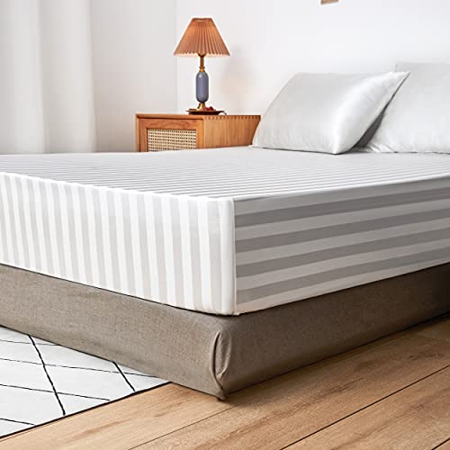 Damier Satin Spannbettlaken 120x200cm Weiß Seide Glänzend Bettlaken Hochwertiges Satin Streifen Spannbetttuch… – Ansicht 4
