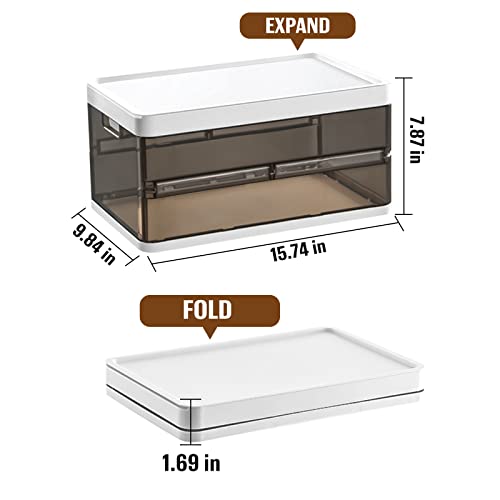 Snslxh 18 Qt,3 Pack Stackable Plastic Storage Bins With Lid,Foldable Closet Organizers Storage Box,Drawer Organizers For Clothes,Toys,Clear With Black #TOP4