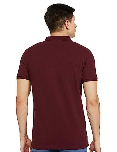 Image of Spykar Men's Slim Fit Polo Neck Half Sleeve Solid Casual T-Shirt