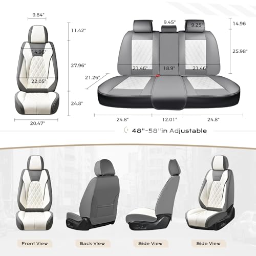 Image of Coverado Automotive Seat Covers, Waterproof Seat Covers for Cars, Car Seat Cover, Faux Leather Car Seat Covers 2 Pack Car Seat Cushion Protector Universal Fit for Most Cars SUV Trucks - Gray&White