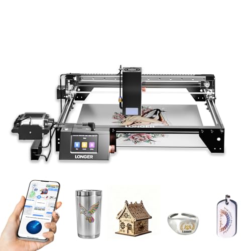 Longer RAY5 laser 40W, taglio veloce fino a 24.000 mm/min, schermo touch 3,5', controllo app offline, macchina laser fai-da-te per incisione e taglio su metallo, vetro e legno.