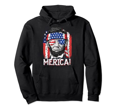 Abraham Lincoln 4th Of July Merica Men Women American Flag Sudadera con Capucha