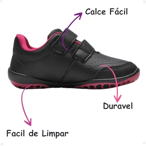 Tênis Infantil Pampili Colegial Honey Volta Às Aulas (Preto e Pink, BR, Criança de 4 a 8 anos, Numér
