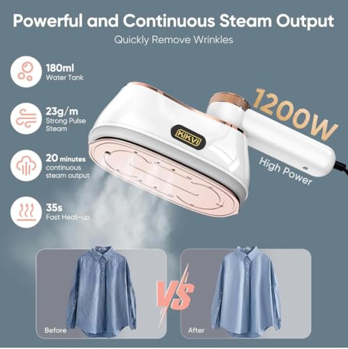 Image of Iron for clothes, Steamer for Clothes & Iron 2in1,Steam Iron for Travel Ironing foldable steamer cloth dryer,portable handheld garment drying,1200W Travel Steam Iron,5 Modes LCD,180ml for 20 Min Steam