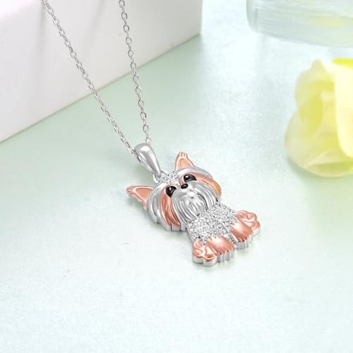 Yorkie/Pug/Maltese/Poodle/German Shepherd Necklace 925 Sterling Silver Dog Pendant Necklaces for Women Dog Jewelry Gifts for Women Dog Loves3
