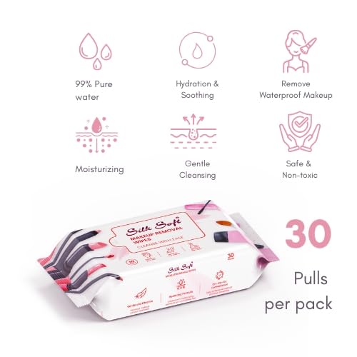 Image of Makeup Remover Wipes - 30 Wipes (Pack of 1 x 30) | Ultra-Soft & Skin-Friendly | Gently Removes Waterproof Makeup | Alcohol-Free