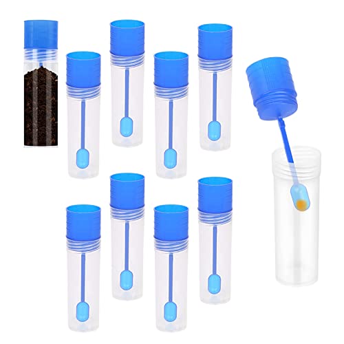 10Pcs Tubo de Muestras para Heces Tubos Contenedor de Heces Recipiente Muestra de Plástico con Tapon y Cuchara Tubos de Ensayo para Heces Análisis (15ml)