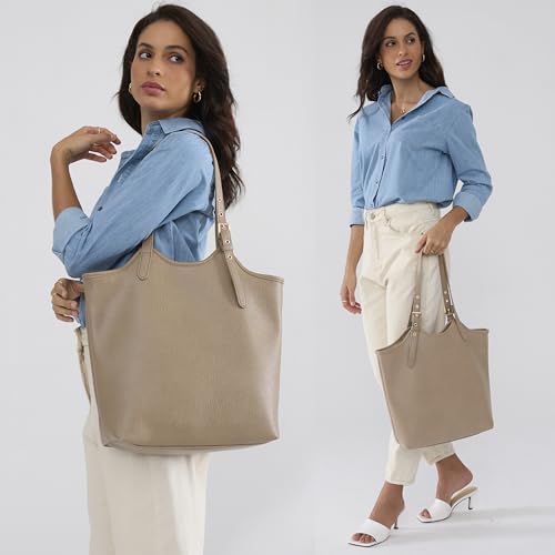 Image of HOXIS Tote Bag for Women with Adjustable Handles Soft Vegan Leather Shoulder Handbag for Work, Travel & Everyday Use