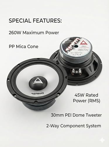 Image of Aura Storm 6.2CSX 6.5 Inch Component Speaker System, 260W Max Power, 2-Way, 45W RMS, 70Hz-20kHz