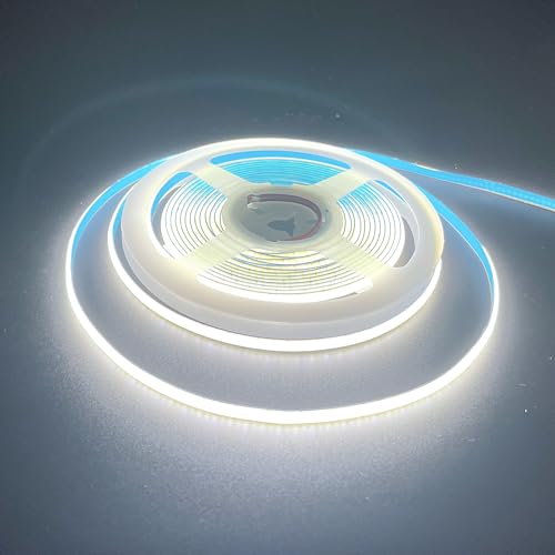 Image of 5V 5mm Width USB COB LED Strip Lights,16.4FT /5M,Cool White 6500K,400LEDs /M,8W /M,CRI90,4000lm,Electroplated Double-Sided Panel Light Strip,IP20,for Indoor Decoration