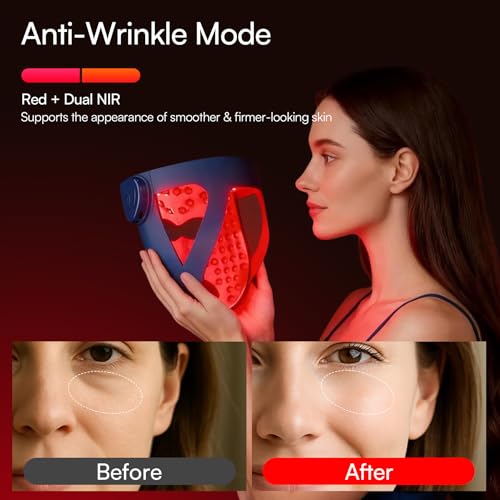 Image of INIA Glow 4D Wireless Red Light Therapy Mask for face - Dual NIR, 320 LEDs, 4 Modes, Under-Eye Cooling, Cordless & Rechargeable LED Face Mask for Home & Travel, Skincare Gifts for Women Mom Wife, Blue