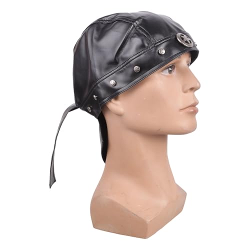 Chapeau steampunk pirate en cuir réglable à crâne strass pour festivals et soirées à thème
