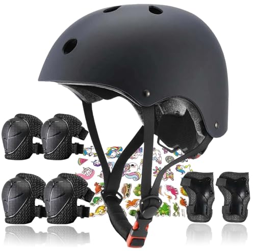 Image of FOOKCIAN Kids Helmet,Toddler Skateboard Helmets for Ages 2-3-5-8-14 Years Boys Girls with Knee and Elbow Pads Wrist Guards fit Roller Skates,Skateboarding,Skating Scooter Adjustable Kids Helmet