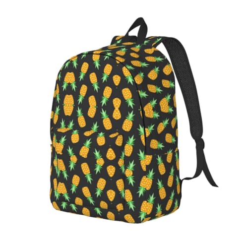 Mochila de lona de moda clásica CHAbu con diseño de piña color Black 2