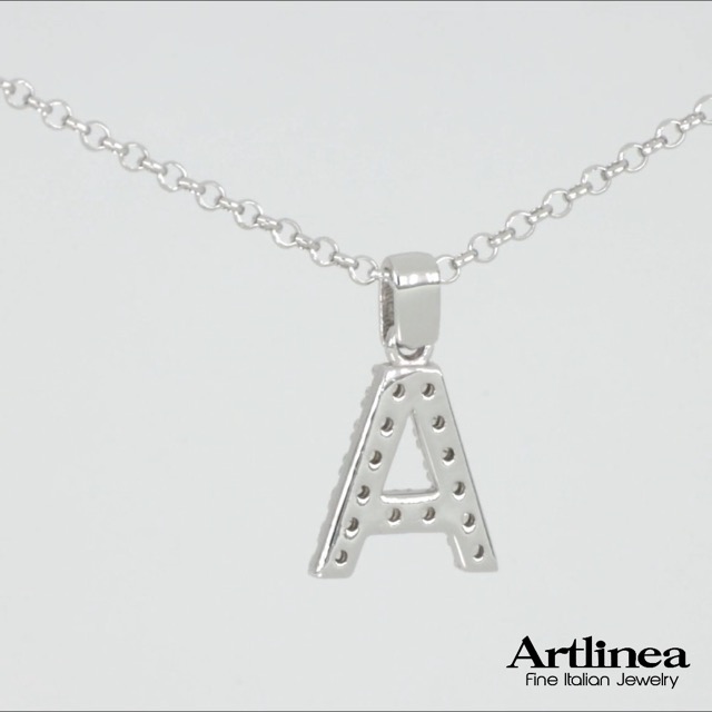 Collana Artlinea Personalizzabile In Argento 925 Con Zirconi: Scegli La Tua Iniziale, Numero O Simbolo, Made In Italy - 2
