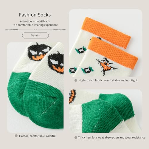 Kids Mid Crew Socks for Boys Girls Cute Cotton Socks 5 Pairs1-12 Years Old4