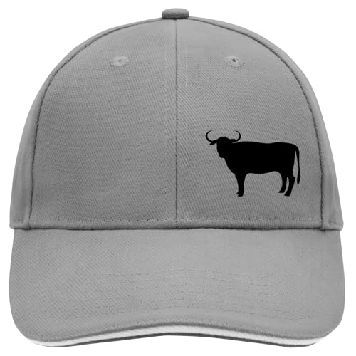 Huuraa Baseball Cap Stier Bulle Silhouette Geschenk Dark Grey/White Stier Bulle Geschenkidee
