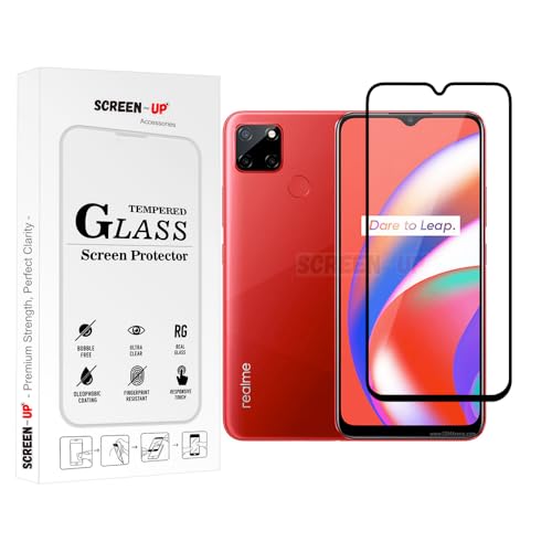 Image of ScreenUp Tempered Glass For Realme C12 - Ultra Clear, 9H Scratch Resistant, Full Coverage, Easy Install Screen Protector
