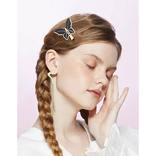 Canitor No Bend Hair Clips 4Pcs Creaseless Hair Clips For Hair Styling Black & White Spots Alligator Hair Clips For Women Girls Snap Hair Clips For Styling Sectioning Makeup Hair Clips Hair Pin Bangs Hair Clips Hair Accessories For Women Girls #TOP1