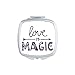 Love Is Magic Cute Quote Style Mirror Square Portable Hand Pocket Makeup