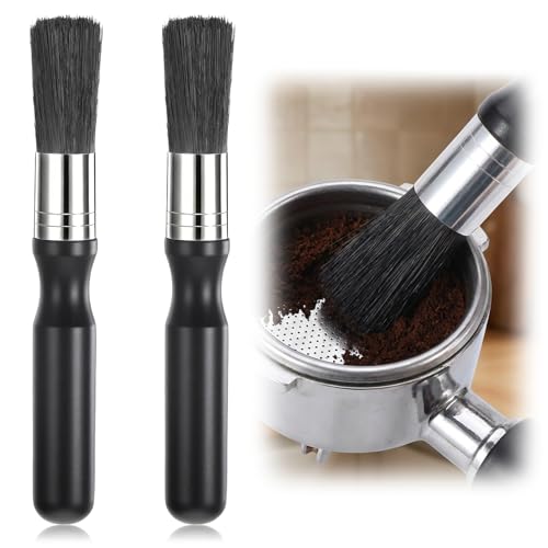 TIESOME 2-Piece Barista Cleaning Brush Set - Ergonomic Wooden Handle for Espresso Machines and Coffee Grinders
