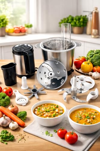 Image of Electric Chopper For Kitchen Use 800 Watts Powerfull 100% Pure Copper Motor | 7 Attachments With Touch Control | Food Processor, Meat & Vegetable Chopper (3 Liter)