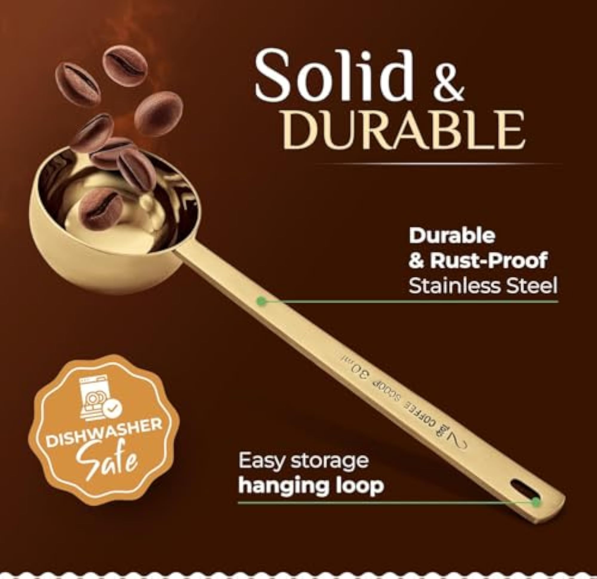 Kitchen Spoon Set, 2Pcs Coffee Bean Measuring Spoons