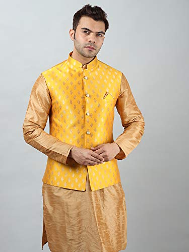 Image of Uri and MacKenzie Men's Silk Blend Kurta Pajama with Designer Ethnic Nehru Jacket /Modi Jacket