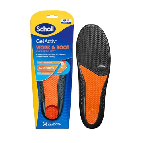 Scholl GelActiv Work & Boot Insoles for Women All Day Comfort at Work Shock Absorption and Comfort Cushioning with GelWave Technology UK Size 3.5-7.5